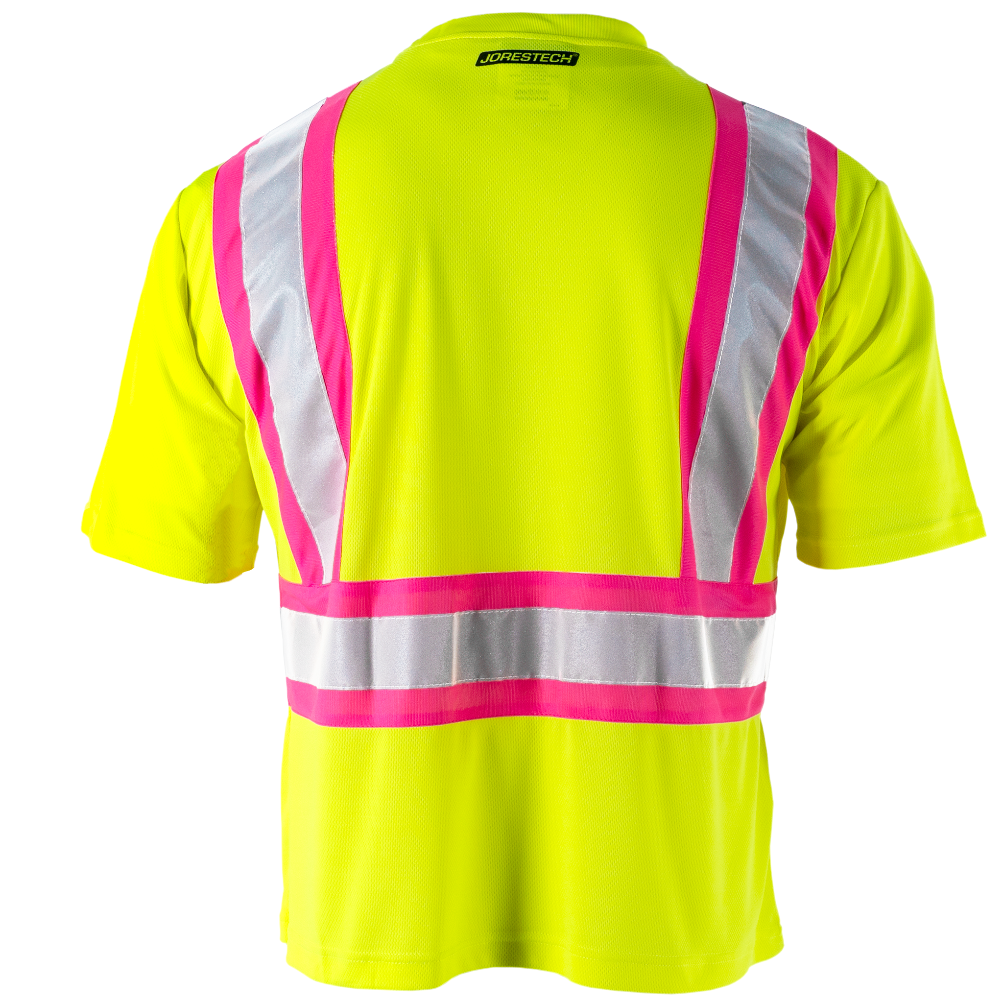 Hi-Vis Reflective Two Tone Safety Shirt with Pink Strips